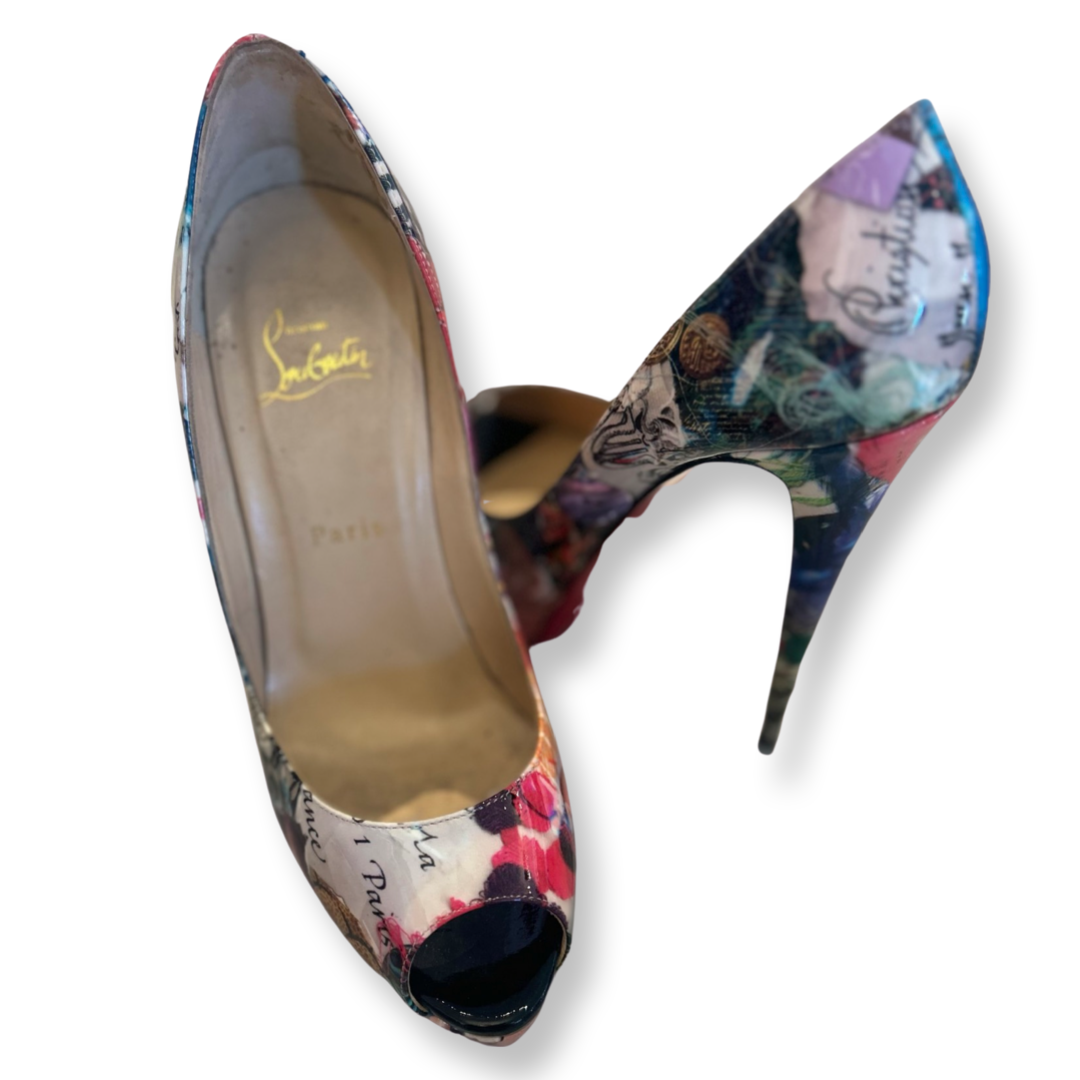 Christian Louboutin graphic peeptoe heels